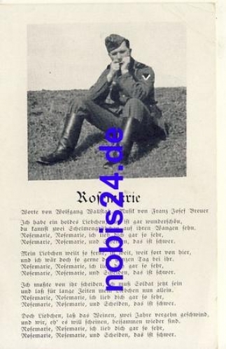 Rosemarie song card Wehrmacht *ca.1941