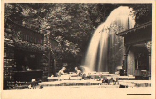 01824 Rathen, Amselfall, waterfall, beer garden * approx. 1950
