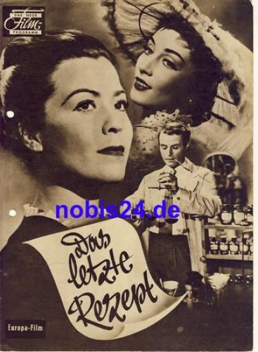 The Last Recipe - German film with Rolf Hansen with Heidemarie Hatheyer and O. W. Fischer ​​​​​​​The new film program