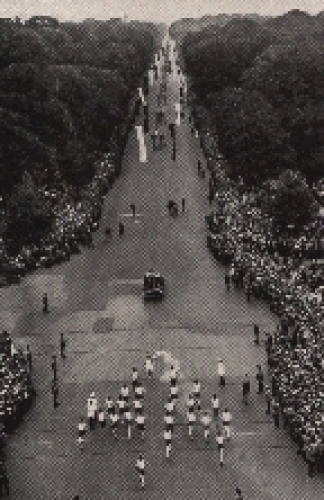 Olympic Games 1936 The relay on the way to the stadium in Berlin's Tiergarten Collective image, not a postcard