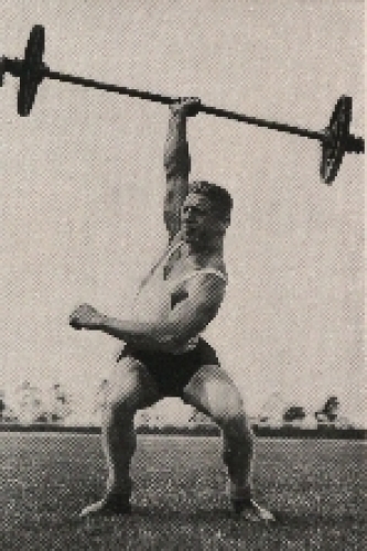 Olympic Games 1936 Obschruf holds the world record in two-armed pushing collective picture, no AK