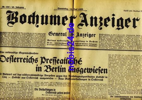 Bochum Gazette 139 Year 1933