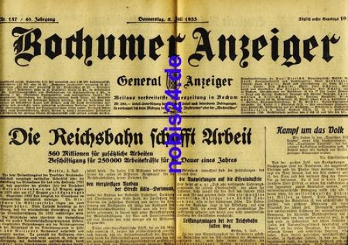 Bochum Gazette 157 Year 1933