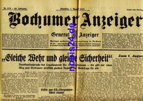Bochumer Anzeiger 179 Jahrgang 1933