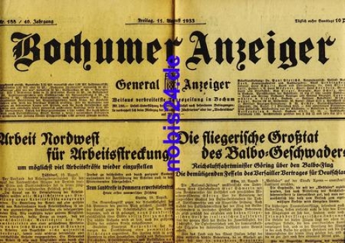 Bochumer Anzeiger 188 Jahrgang 1933
