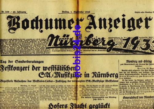 Bochumer Anzeiger 206 Jahrgang 1933
