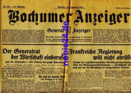 44700 Bochumer Anzeiger 221 Jahr 1933