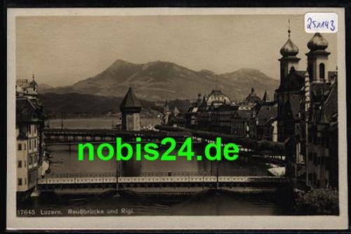 Lucerne Reuss Bridge and Rigi *ca. 1950