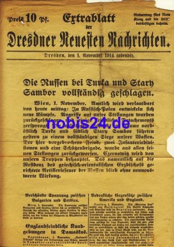 Dresdner Neuesten Nachrichten Extrablatt DNN 1914