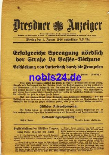 Dresden special sheet Dresdner Gazette 1916