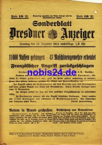 Dresden Sonderblatt  Dresdner Anzeiger 1914