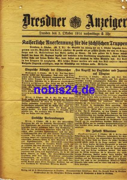 Dresden Sonderblatt  Dresdner Anzeiger 1914
