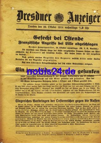 Dresden special sheet of the Dresdner Gazette 1914