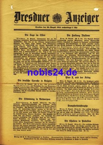 Dresden Sonderblatt 1914 Dresdner Anzeiger