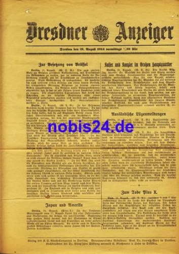 Dresden Sonderblatt Dresdner Anzeiger 1914