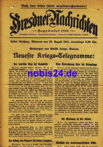 Dresden Extrablatt Dresdner Nachrichten 1914
