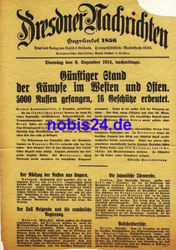 Dresden Sonderblatt 1914 Dresdner Nachrichten