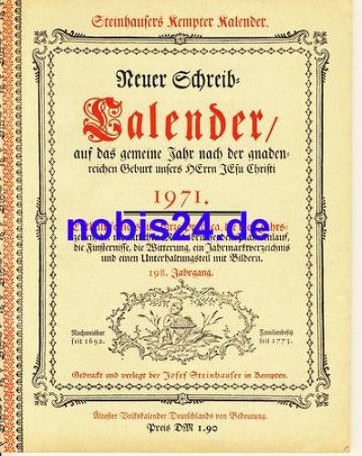 Steinhausen's New Writing Calendar 1971