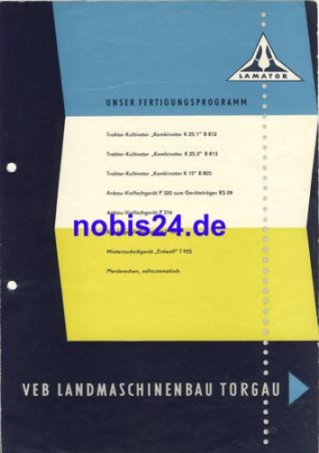 VEB Landmaschinenbau Torgau Werbeprospekt 1958