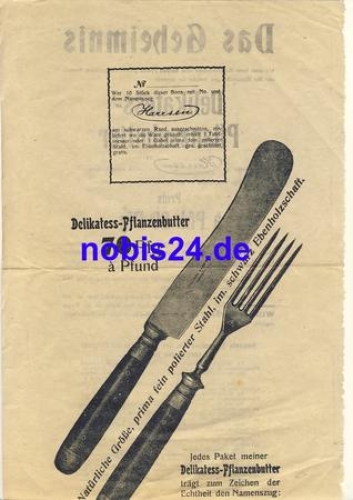 Delikatess Pflanzenbutter Harrsen Werbezettel