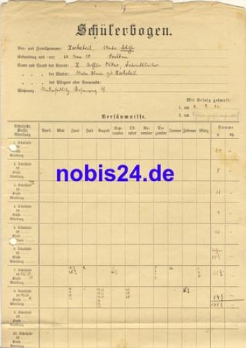 Dresden student sheet school 1911