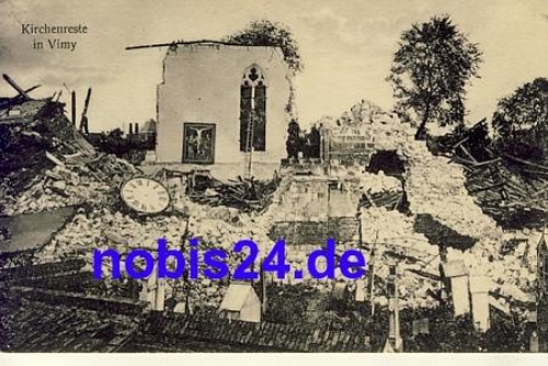 Vimy destroyed church in the Hauts-de-France region *ca.1915