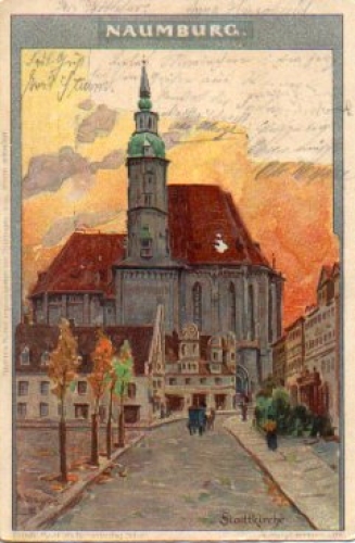 06618 Naumburg Stadtkirche Künstlerkarte A. Stagero gebr. ca. 1900