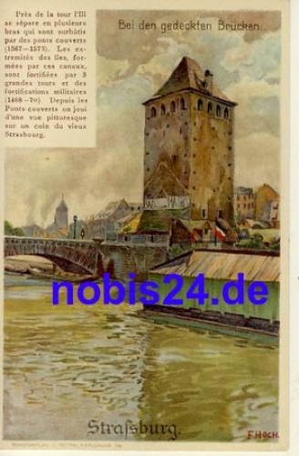 Strasbourg bridges artist card *ca.1910