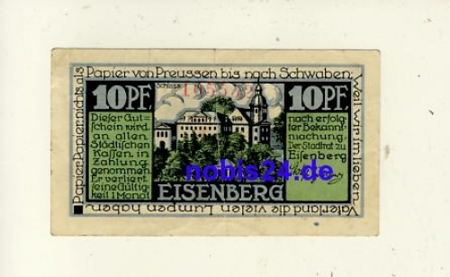 07607 Eisenberg emergency money 10 pfennigs around 1920