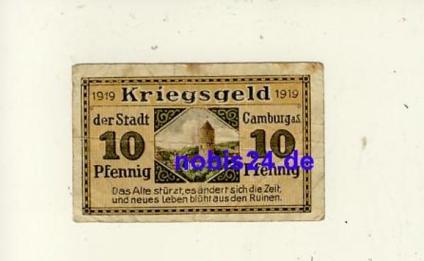 07774 Camburg emergency money 10 pfennigs 1919