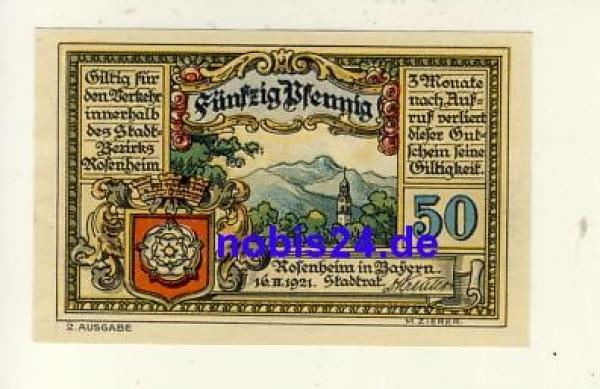 83024 Rosenheim emergency money 50 pfennigs 1921