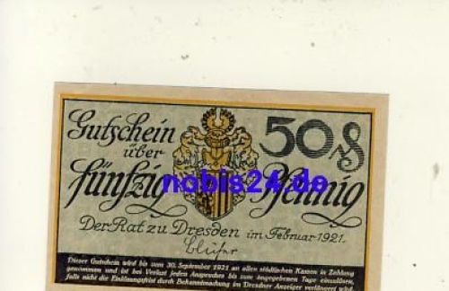 Dresden emergency money 50 pfennigs 1921