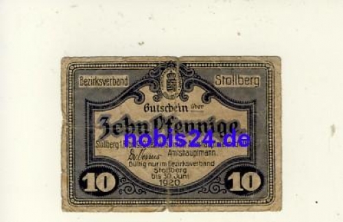 09366 Stollberg emergency money 10 pfennigs 1920