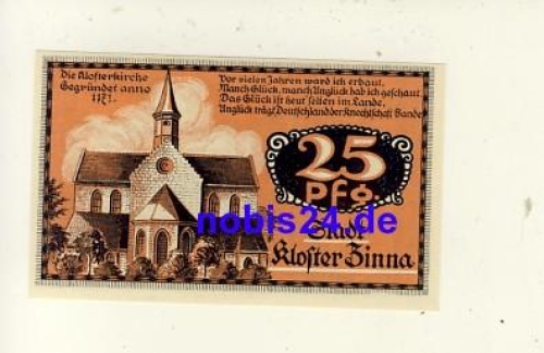 14913 Kloster Zinna Notgeld 25 Pfennige 1920