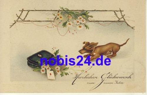 Dackel Neujahr o 1928