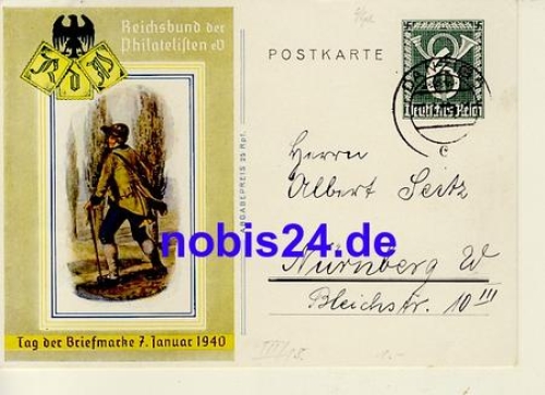 Stamp Day postal stationery o 1940 P 288 Danzig
