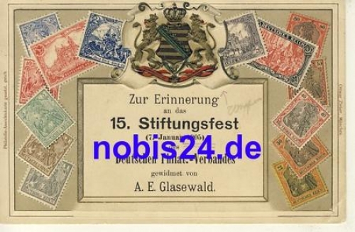 Saxony 15th Foundation Festival of the German Philatelist Association 1915 embossed card