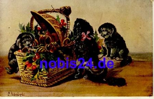 Young dogs artist card *ca.1915
