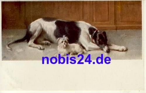 Dog "My big friend" artist card *ca.1905