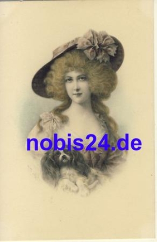 Lady with dog artist card M. M. Vienne no. 569 *ca.1910