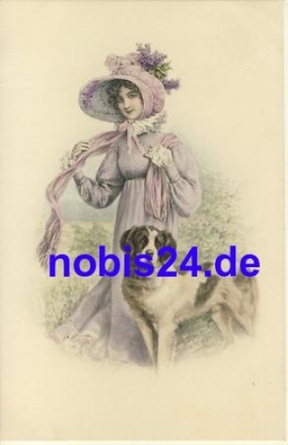 Dame mit Hund Künstlerkarte M. Munk 741 *ca.1910