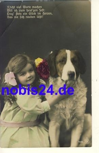 St. Bernard dog with child o ca.1910