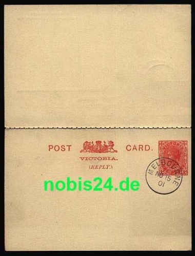 Victoria postal stationery with reply card