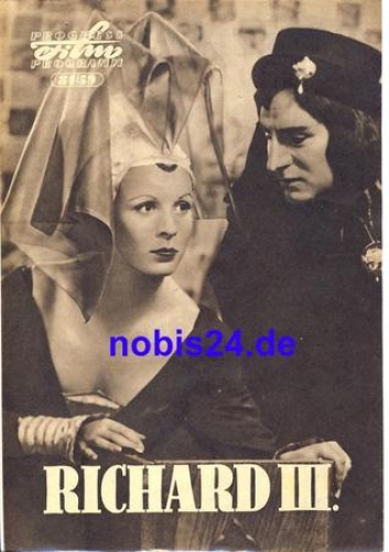 Richard III English film with Cedric Hardwicke, Nicholas Hannen, Laurence Olivier 84/59 progress program
