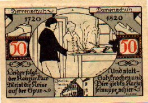 06667 Weissenfels city emergency money 50 Pfennig profession cooking 1921