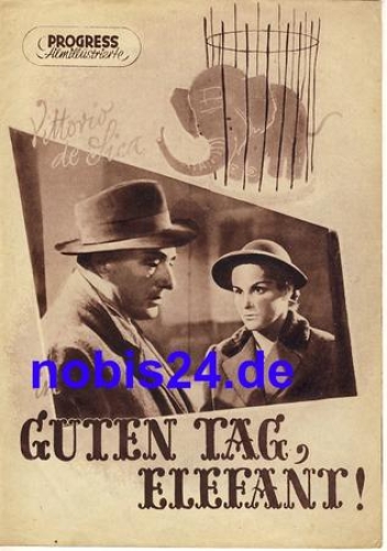 Hello elephant with Vittorio de Sica Maria Mercader 23/55 Progress Film Illustrated