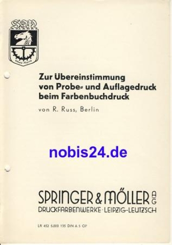 To match the sample and edition print at the color letterpress Springer & Möller Leipzig ca.1950 booklet 8 pages, punched,