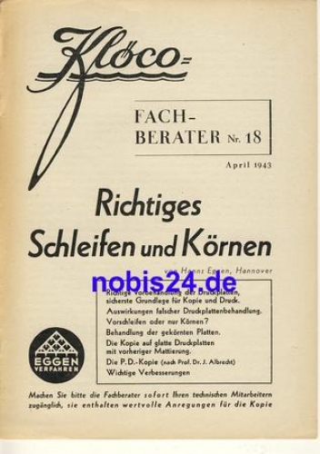 Proper grinding grains No. 18 Klöco 1943 booklet 12 pages