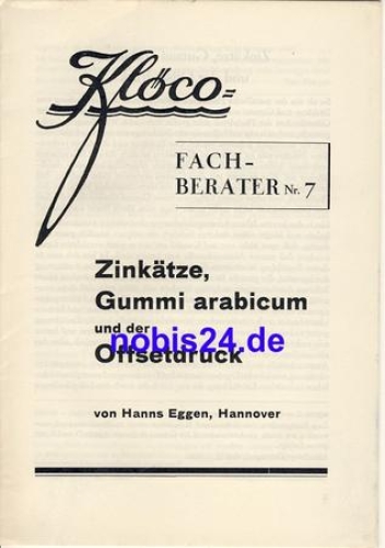 Zinc etching gum arabic and the offset print No.7 Kloeco ca.1950 booklet 16 pages