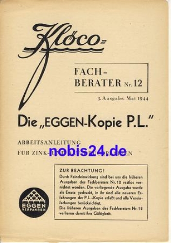 Harrow copy P.L. No. 12 Klöco 1944 issue 4 pages